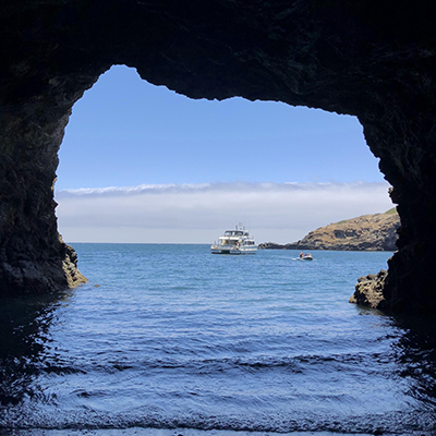 view from a sea cave