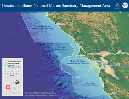 map of Management Area of Greater Farallones National Marine Sanctuary