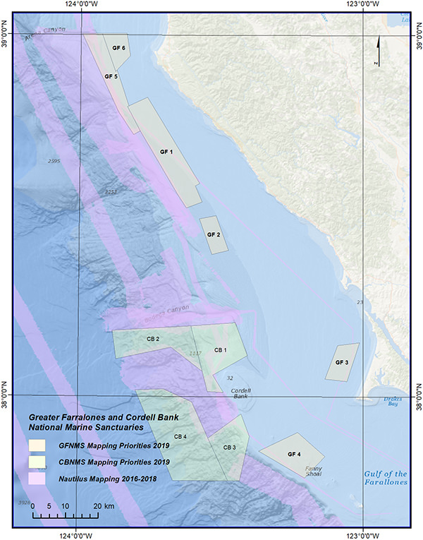 mapping priorities within greater farallones and cordell bank national marine sanctuaries