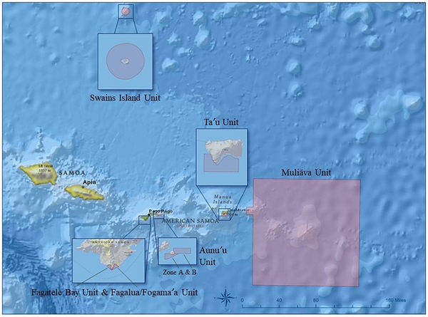 map of national marine sanctuary of american samoa