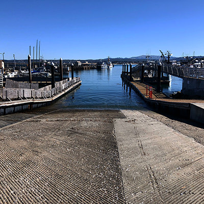 boat ramp into a harbor