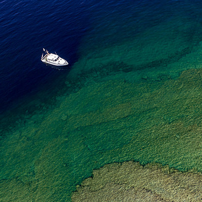 aerial view of a research vessel in lake huron