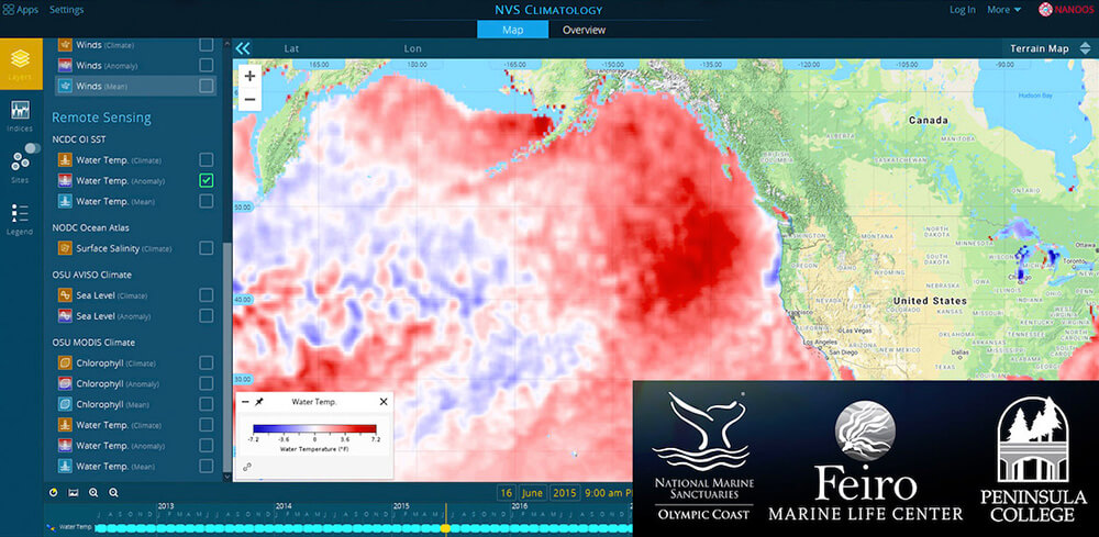 map showing a marine heatwave