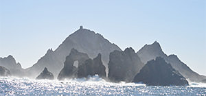 view of farallones islands from a distance