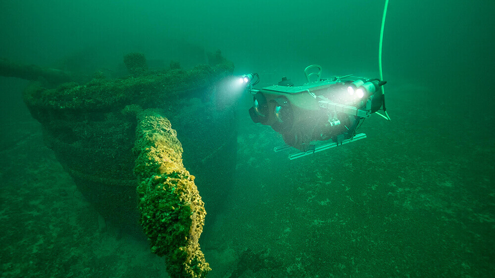 An ROV explores a shipwreck
