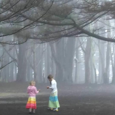 Kids in a forest setting