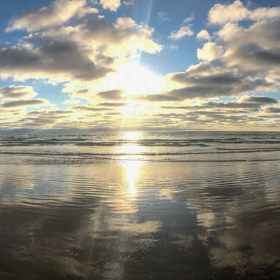 Sunset panorama of a beach