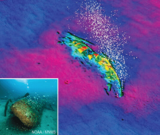 a sonart scan of a shipwreck