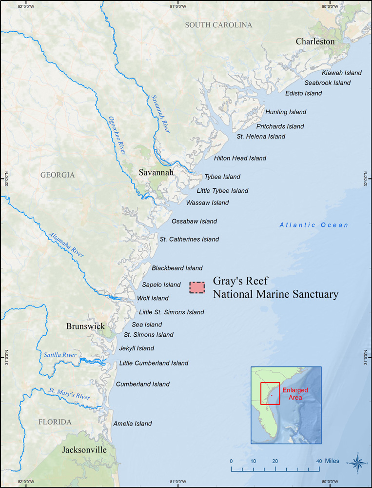 map of Gray's Reef National Marine Sanctuary