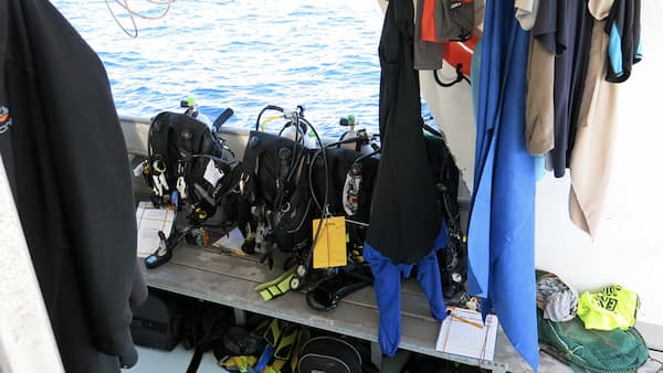 Divers gear on the boat