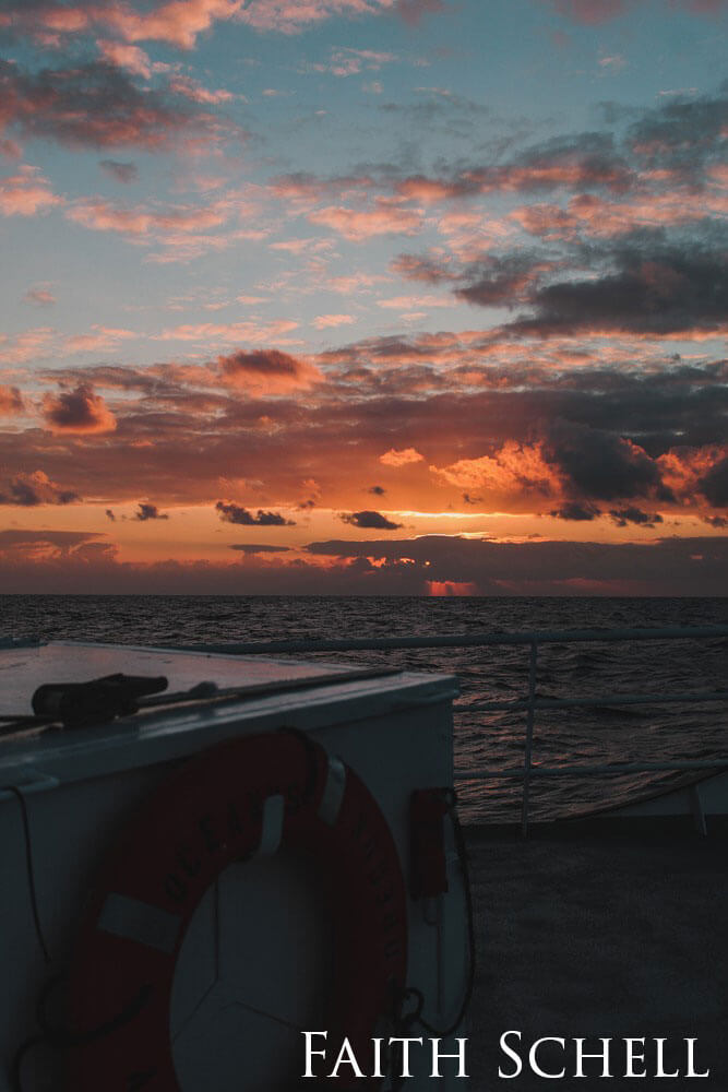 Sunset on a ship.