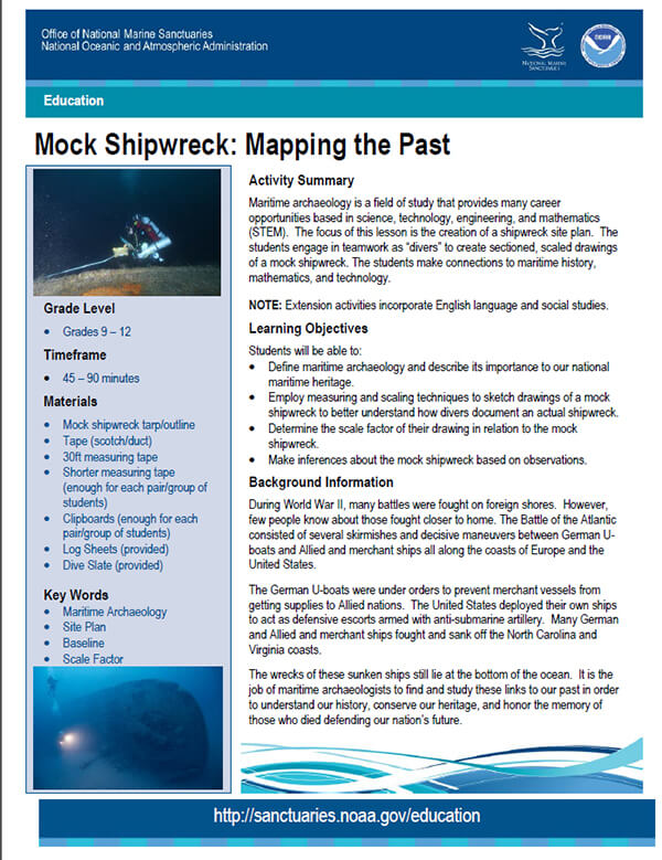 Cover of moc shipwreck lesson plan document