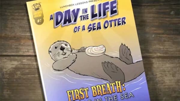 animaged cover of a book with a sea otter holding a clam