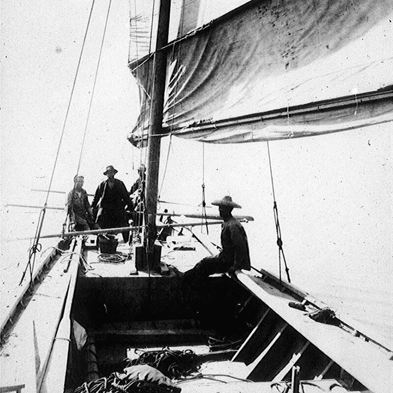 black and white photo of a sailing vessel