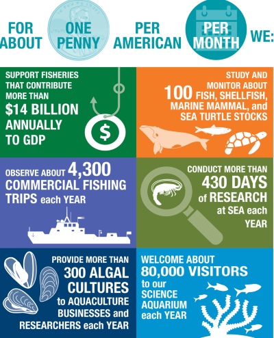 Graphic featuring facts of the Northeast Fisheries Science Center.