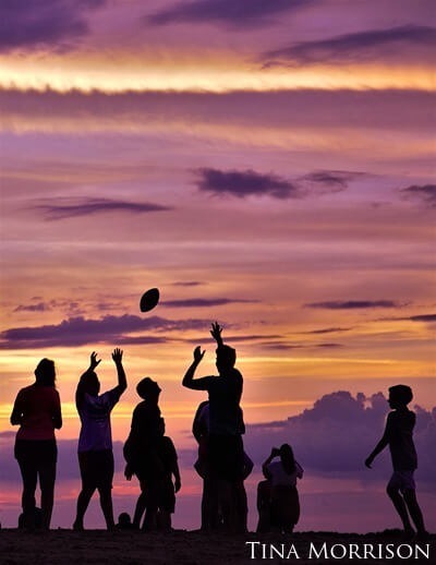 A game of sunset catch at Jockey's Ridge State Park in the Outer Banks of North Carolina.