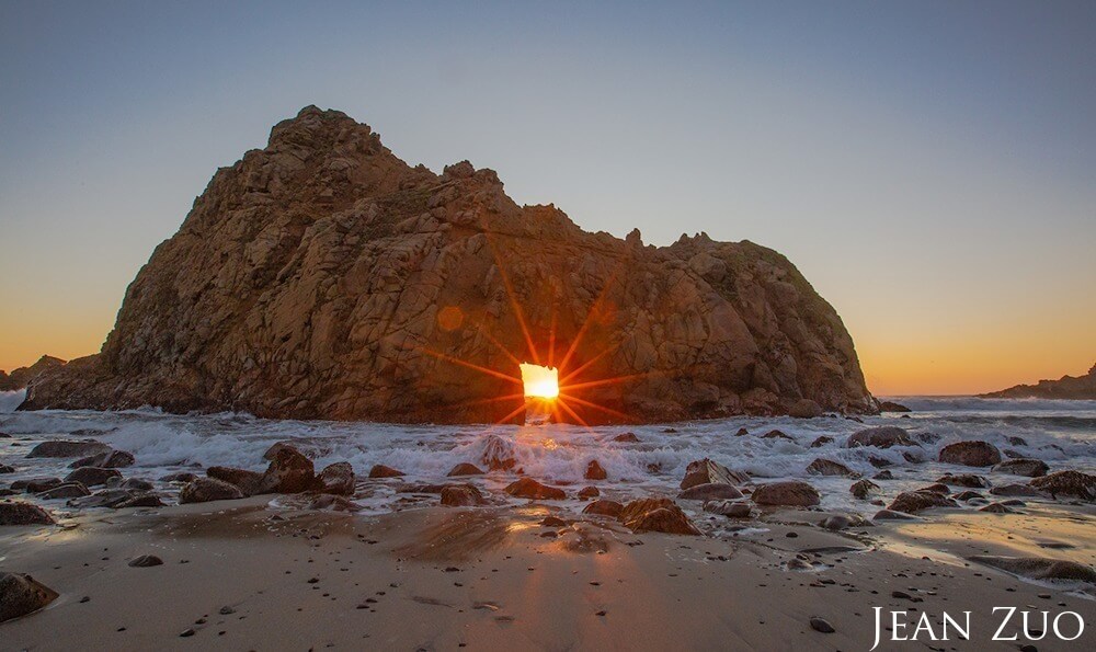 Star at sunset at Pfeiffer Beach, California.