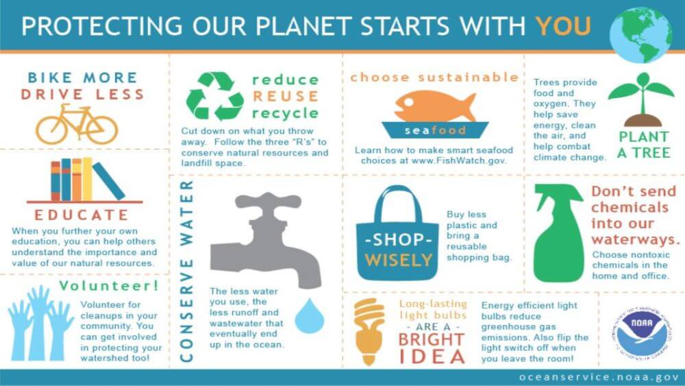 An infographic that shares ten different things you can do to protect the planet.