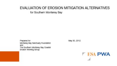 Cover of Evaluation of Erosion Mitigation Alternatives for Southern Monterey Bay, including an image of hang gliders at the beach.