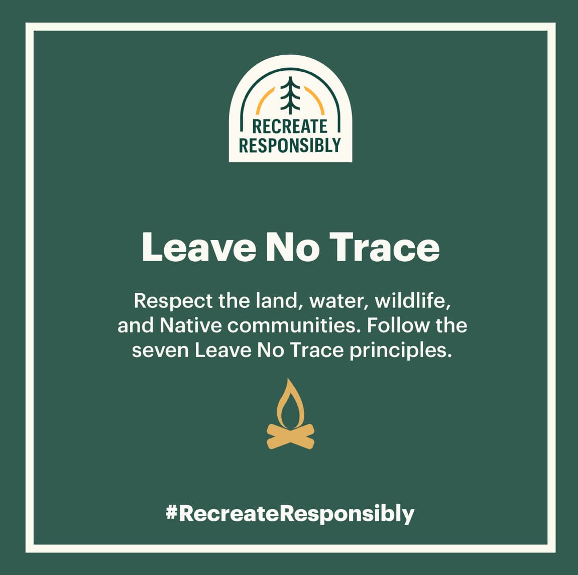 an infographic with the words leave no trace, respect the land, water, wildlife, and native communities