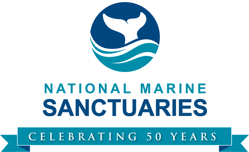 office of national marine sanctuary whale tail logo, celebrating 50 year