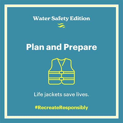 a infographic with a lifejacket and the words plan and prepare lifejackets save lives