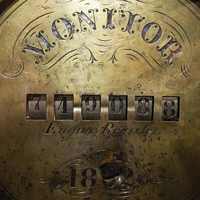 an instrument recovered from the USS Monitor displaying the ships name along with numbers