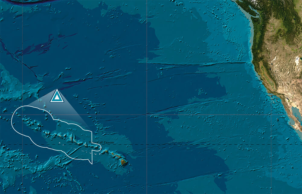 Map showing the location of Papahānaumokuākea Marine National Monument