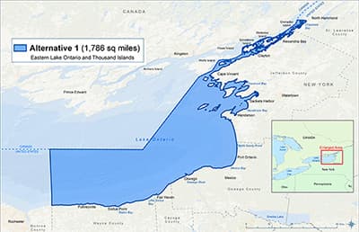 Map alternative 1 showing boundary in the proposed lake ontario national marine sanctuary