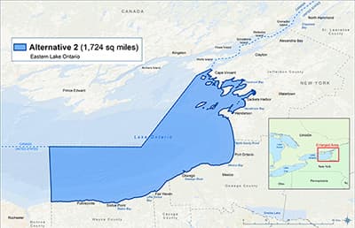 Map alternative 2 showing boundary in the proposed lake ontario national marine sanctuary