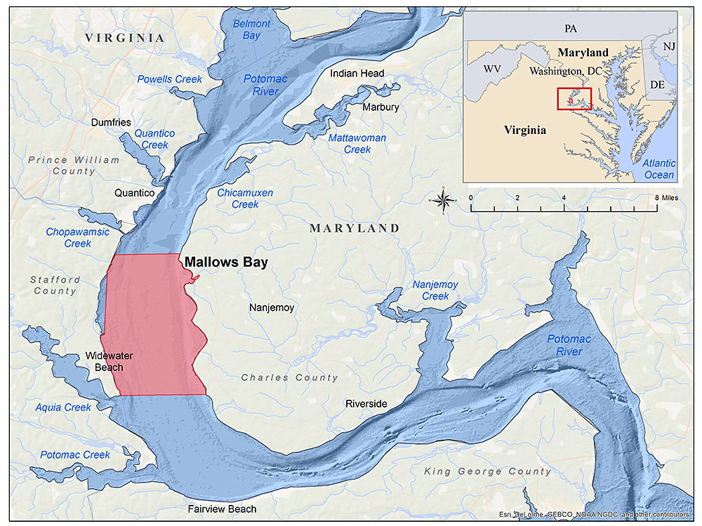 Map of boundaries for Mallows Bay-Potomac River