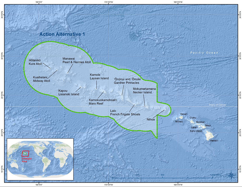 Map of the preferred boundary of proposed Papahānaumokuākea national marine sanctuary