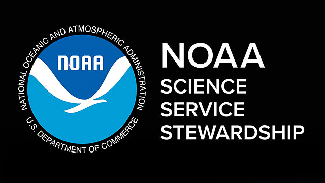 NOAA logo with the text: science, service and stewardship