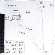 Sketch showing trilateration of an object on deck using a baseline. Credit: Paulo Maurin