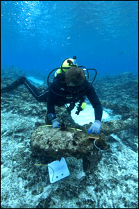 Maritime archaeologist documents a 19th century anchor at Pearl and Hermes Atoll