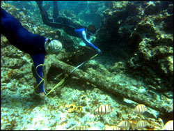 Maritime archaeologists document a 19th century anchor at Pearl and Hermes Atoll
