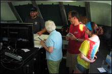 Dr. Nathan Richards explains some collected data to the public during an open house of the RV-8501.