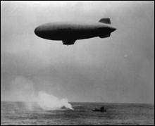 On July 9, 1942, a Navy Blimp spoted the U-701 survivors and dropped smoke to mark the spot for their rescue.
