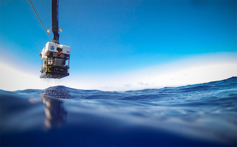 photo of an ROV above the water