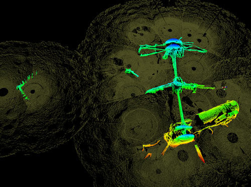 three-dimensional scan of Civil War vessels on the surface