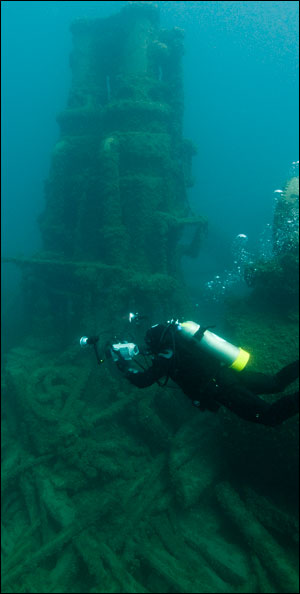 diver on the montana shipwreck