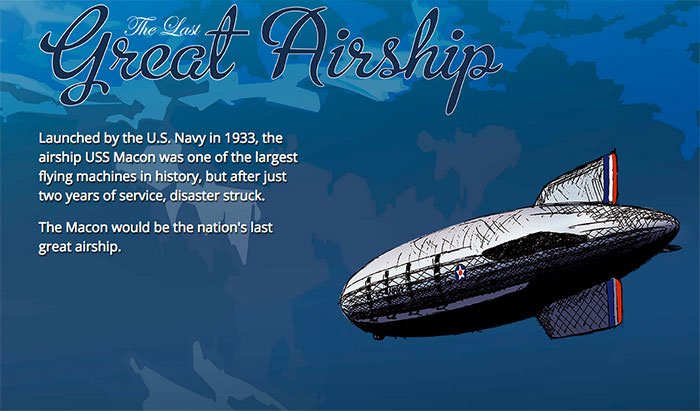 illustration of the uss macon airship