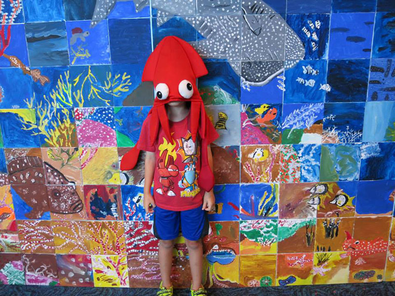 photo of kid dressed as a squid