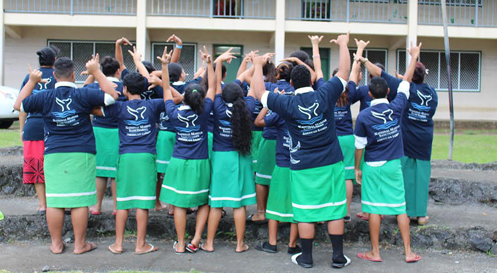 Students at Lupelele Elementary School in Pago Pago, American Samoa worked together to keep their campus clean of litter through campus cleanups