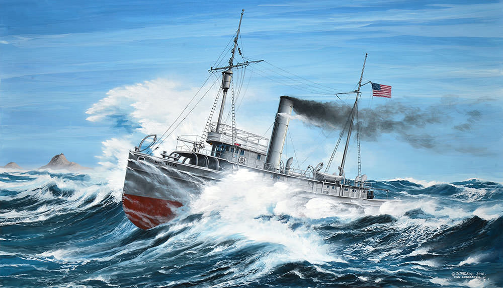 painting of the conestoga in rough waters