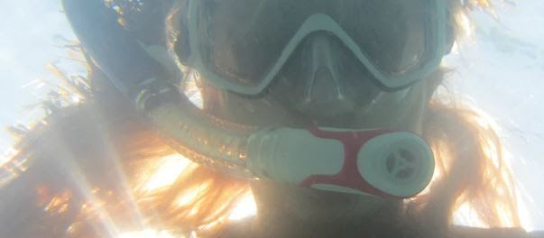 up close shot of a snorkeler's mask