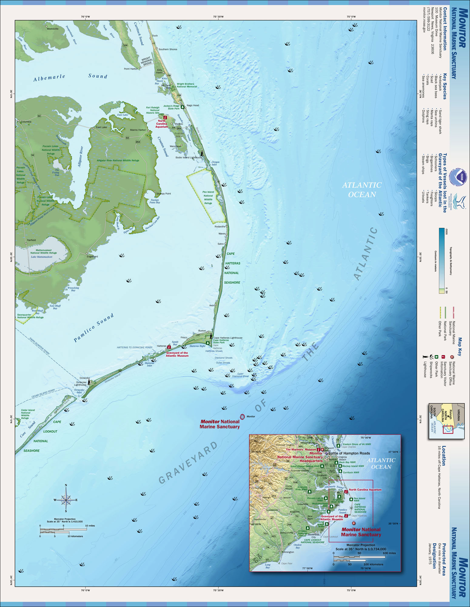 map of shipwrecks off the coast of north carolina