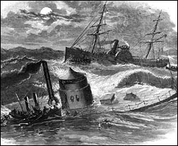 The wreck of the iron-clad Monitor off Cape Hatteras, 30-31 December 1862