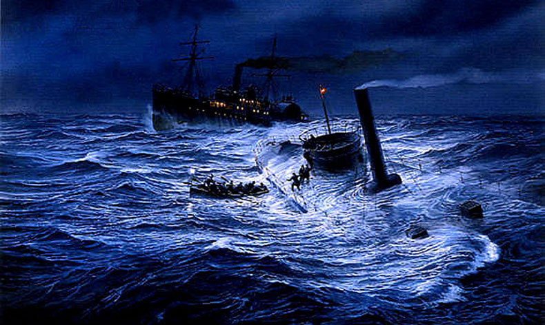Photo of sinking of the Monitor