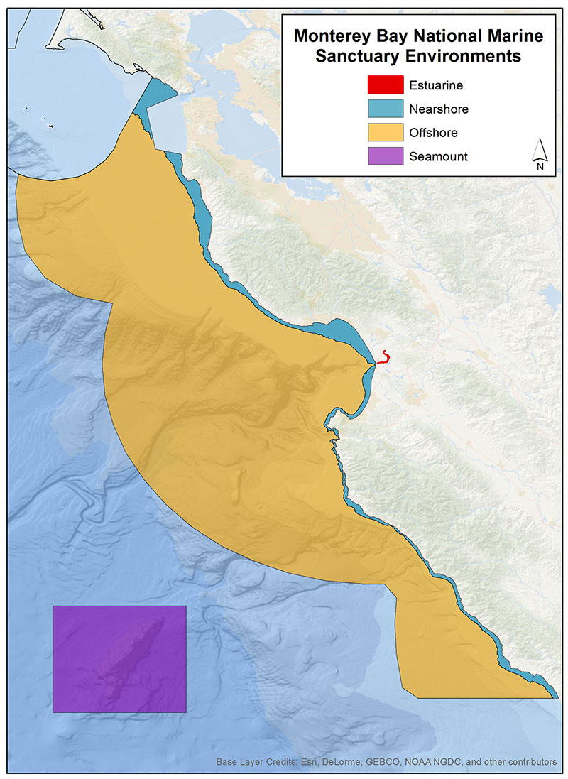 map of monterey bay showing different environments